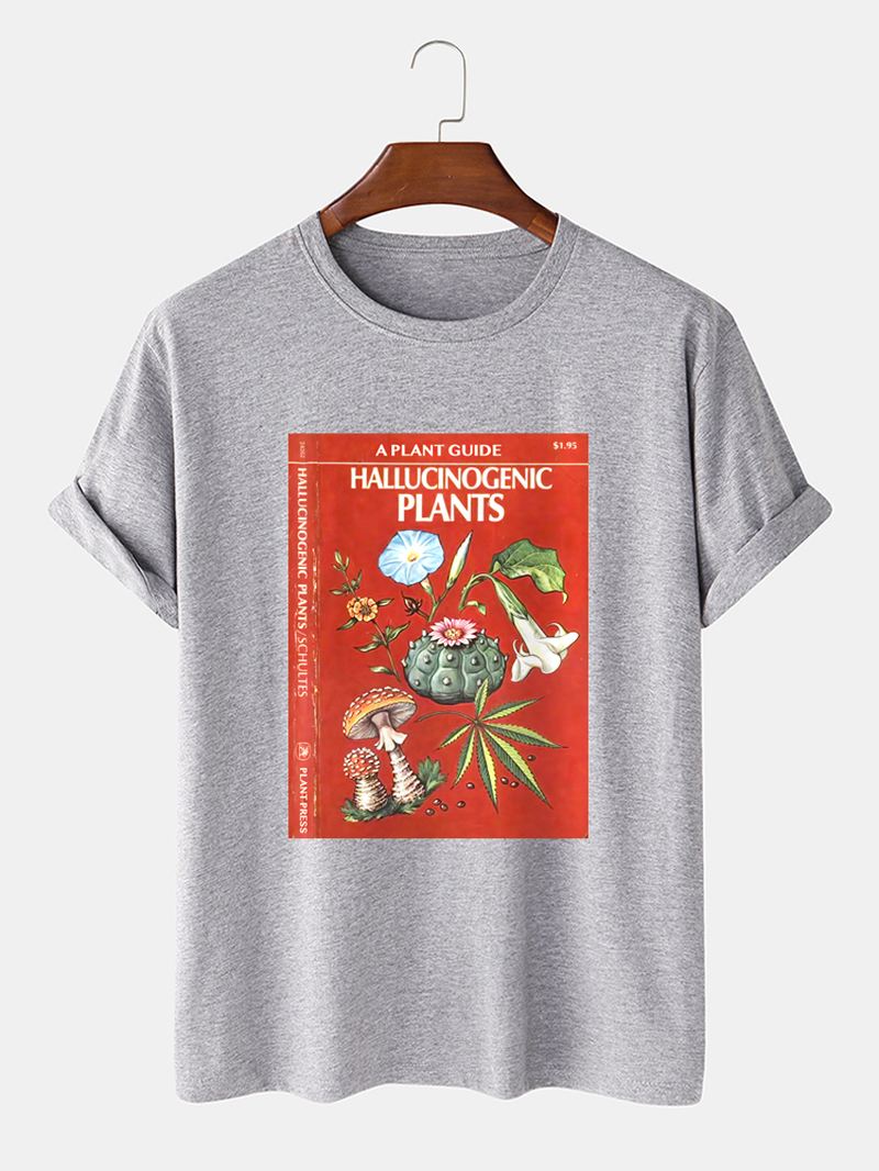 Herre Planteplakat Grafisk Med Tryk 100% Bomuld Kortærmet T-shirt