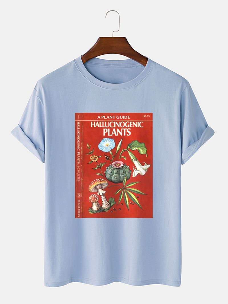 Herre Planteplakat Grafisk Med Tryk 100% Bomuld Kortærmet T-shirt