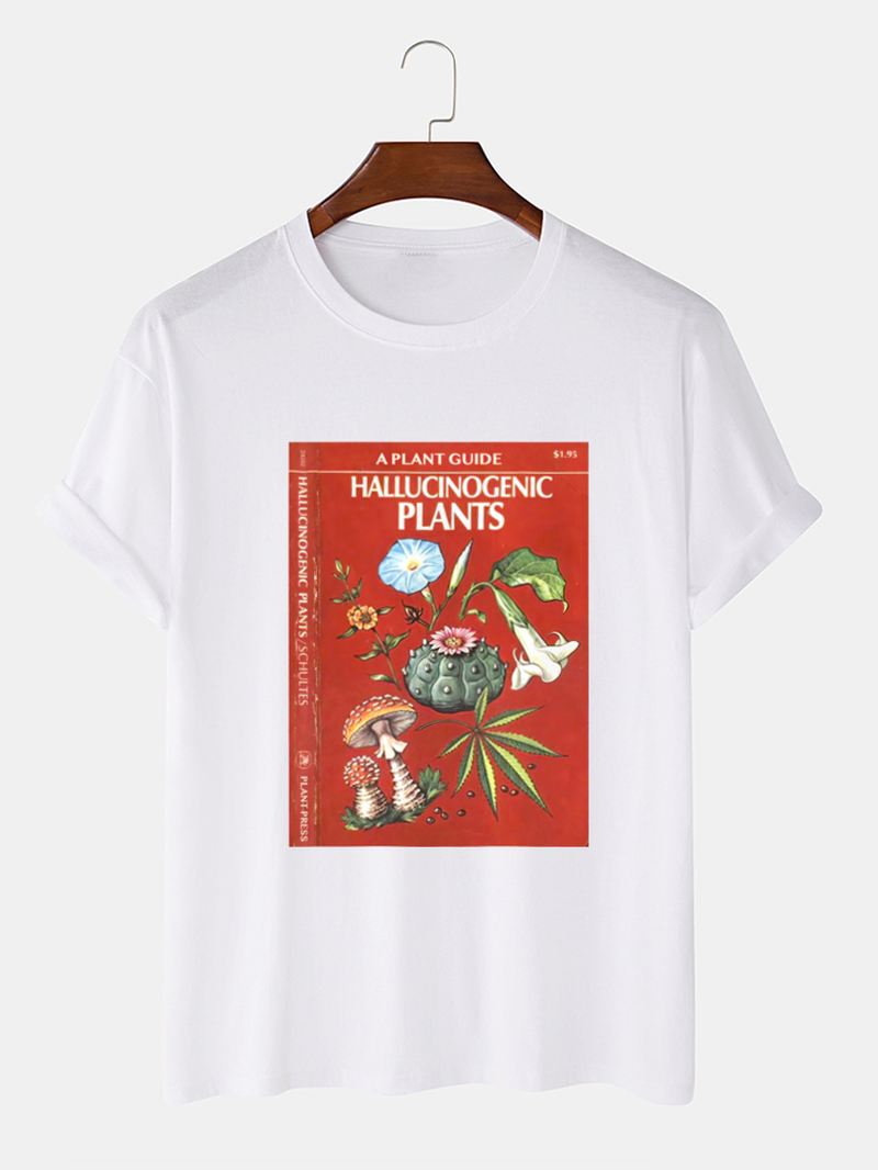 Herre Planteplakat Grafisk Med Tryk 100% Bomuld Kortærmet T-shirt