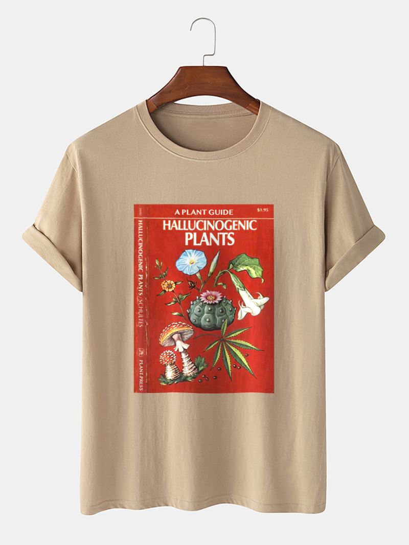 Herre Planteplakat Grafisk Med Tryk 100% Bomuld Kortærmet T-shirt