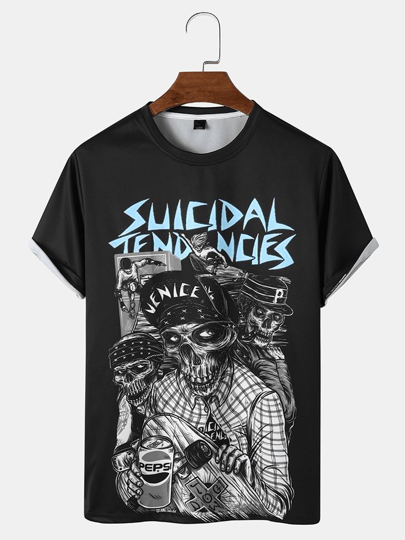 Herre Skull Printing Trend Løs T-shirt