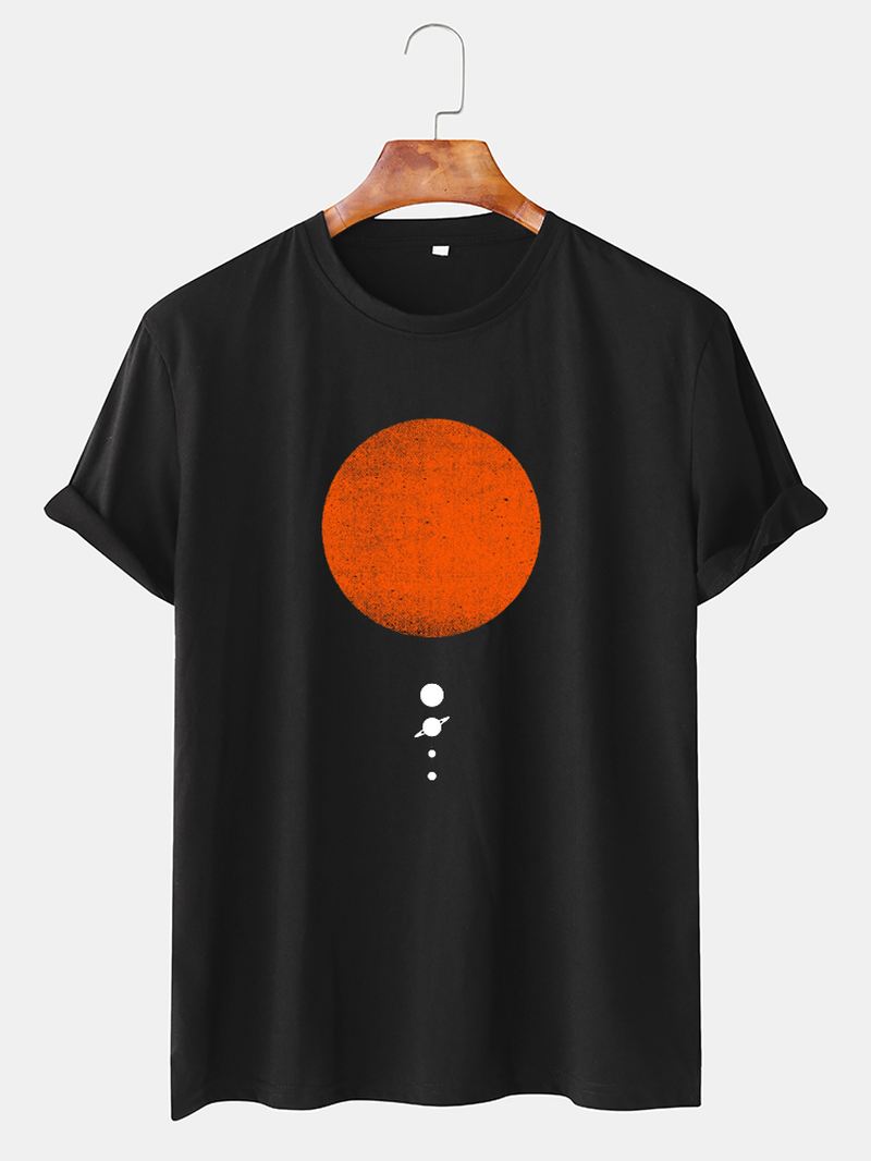 Herre Sun & Planet Grafisk Trykte Daglige Afslappede Kortærmede T-shirts