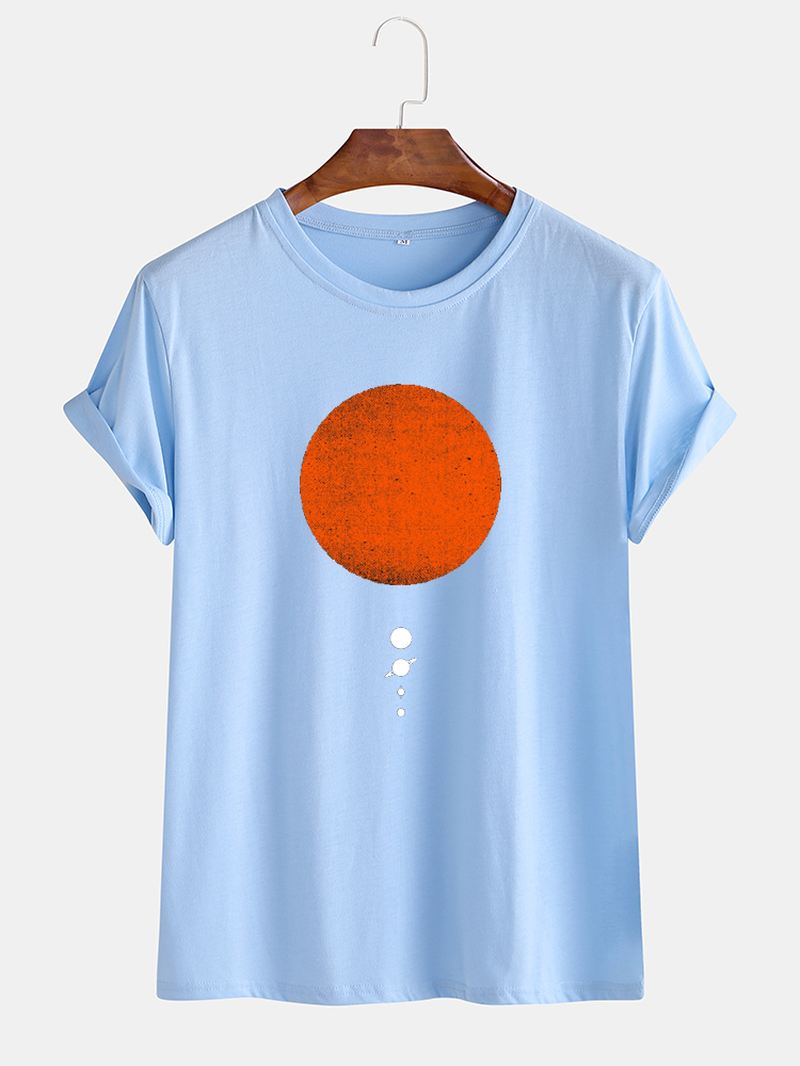 Herre Sun & Planet Grafisk Trykte Daglige Afslappede Kortærmede T-shirts