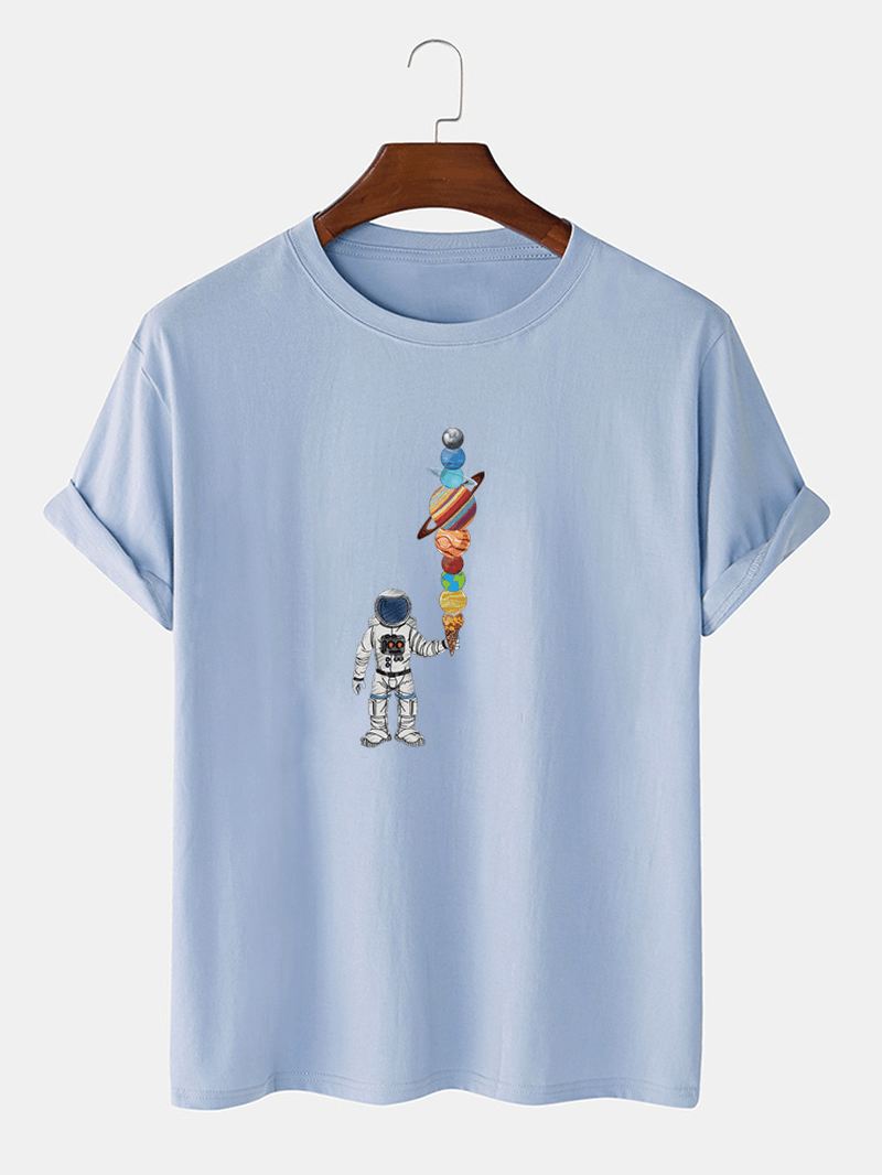 Herre Tegneserie Astronaut Ice Cream Med Tryk Casual Letvægts Tynd T-shirt