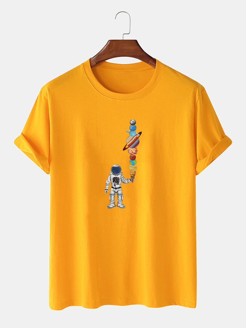 Herre Tegneserie Astronaut Ice Cream Med Tryk Casual Letvægts Tynd T-shirt