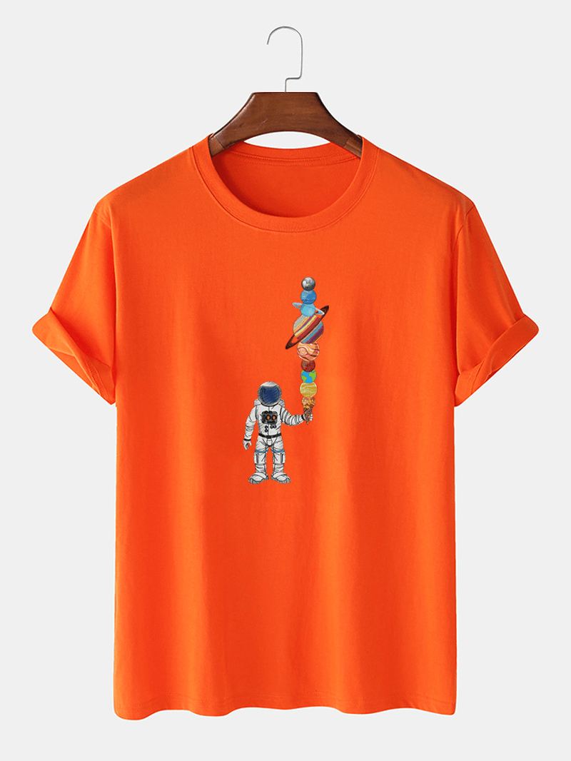 Herre Tegneserie Astronaut Ice Cream Med Tryk Casual Letvægts Tynd T-shirt