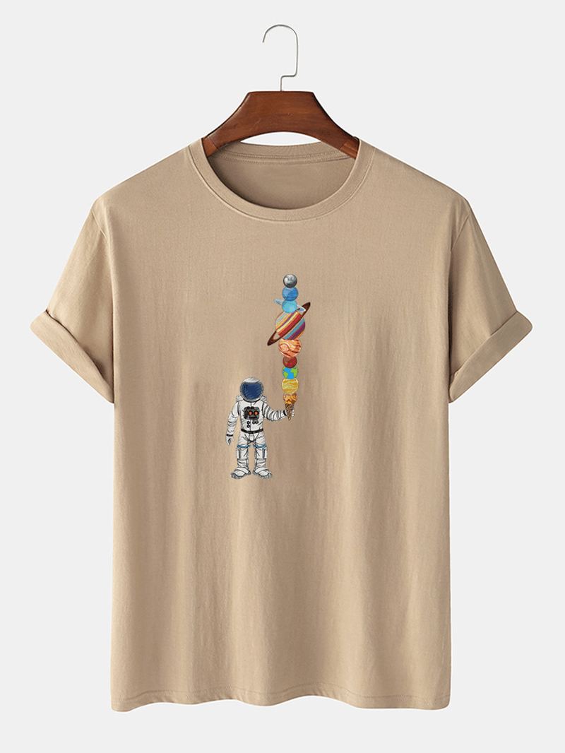 Herre Tegneserie Astronaut Ice Cream Med Tryk Casual Letvægts Tynd T-shirt