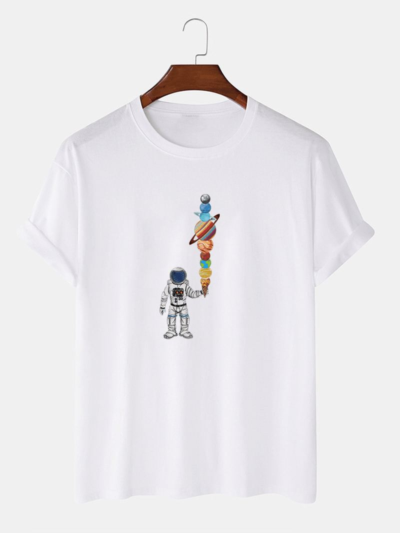 Herre Tegneserie Astronaut Ice Cream Med Tryk Casual Letvægts Tynd T-shirt