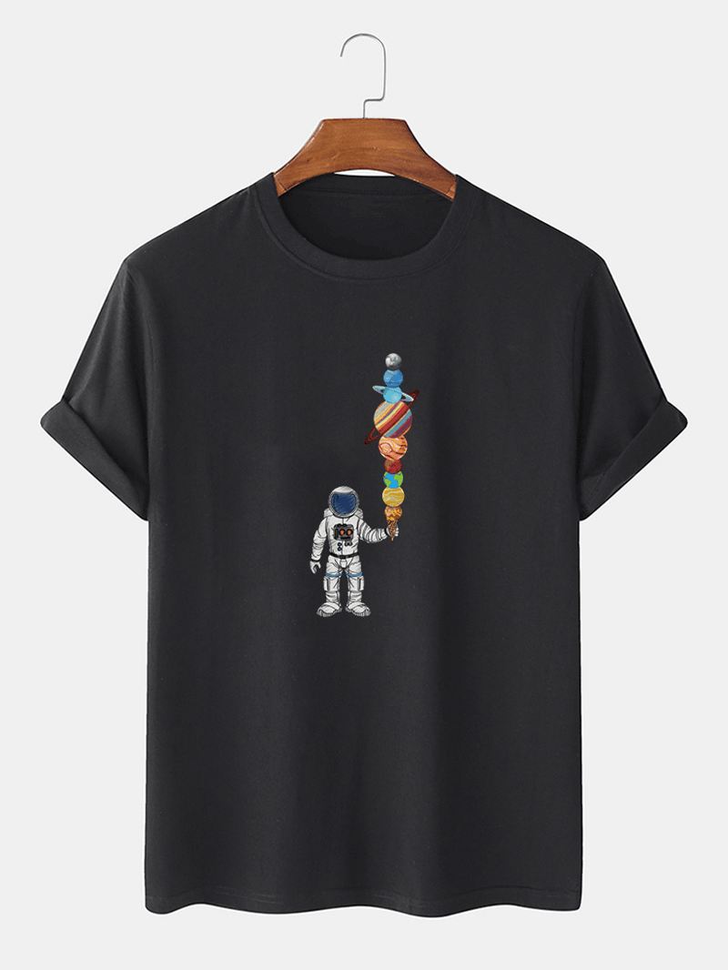 Herre Tegneserie Astronaut Ice Cream Med Tryk Casual Letvægts Tynd T-shirt