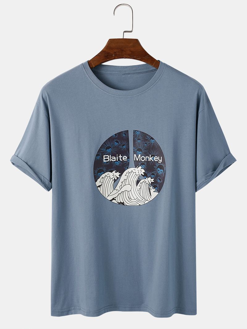 Herre Ukiyo Grafisk Tryk O-hals Afslappet Kortærmet Kortærmet T-shirt