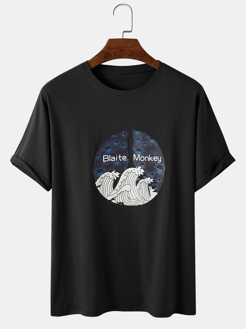 Herre Ukiyo Grafisk Tryk O-hals Afslappet Kortærmet Kortærmet T-shirt