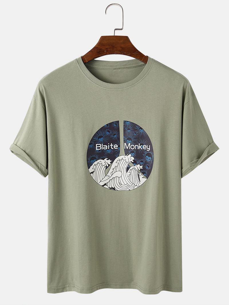 Herre Ukiyo Grafisk Tryk O-hals Afslappet Kortærmet Kortærmet T-shirt