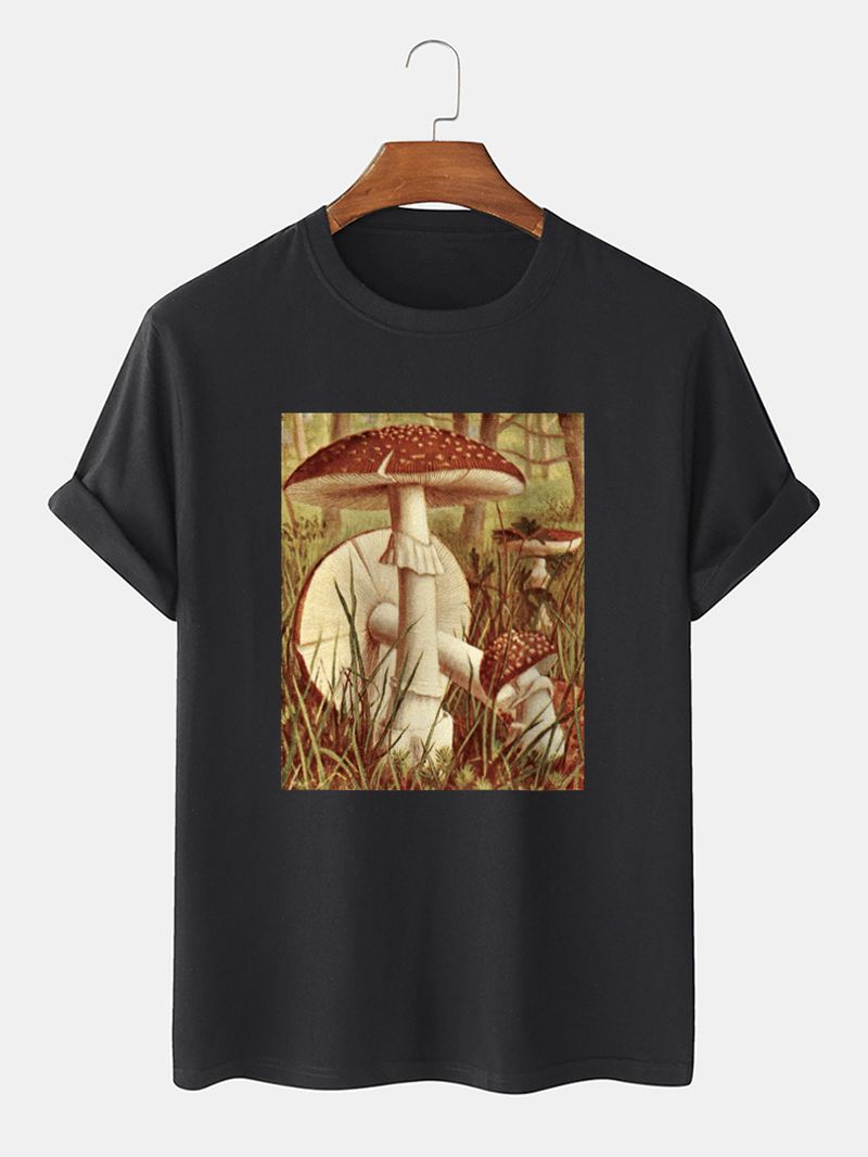 Herre Vintage Champignon Grafisk Med Tryk 100% Bomuld Kortærmet T-shirt