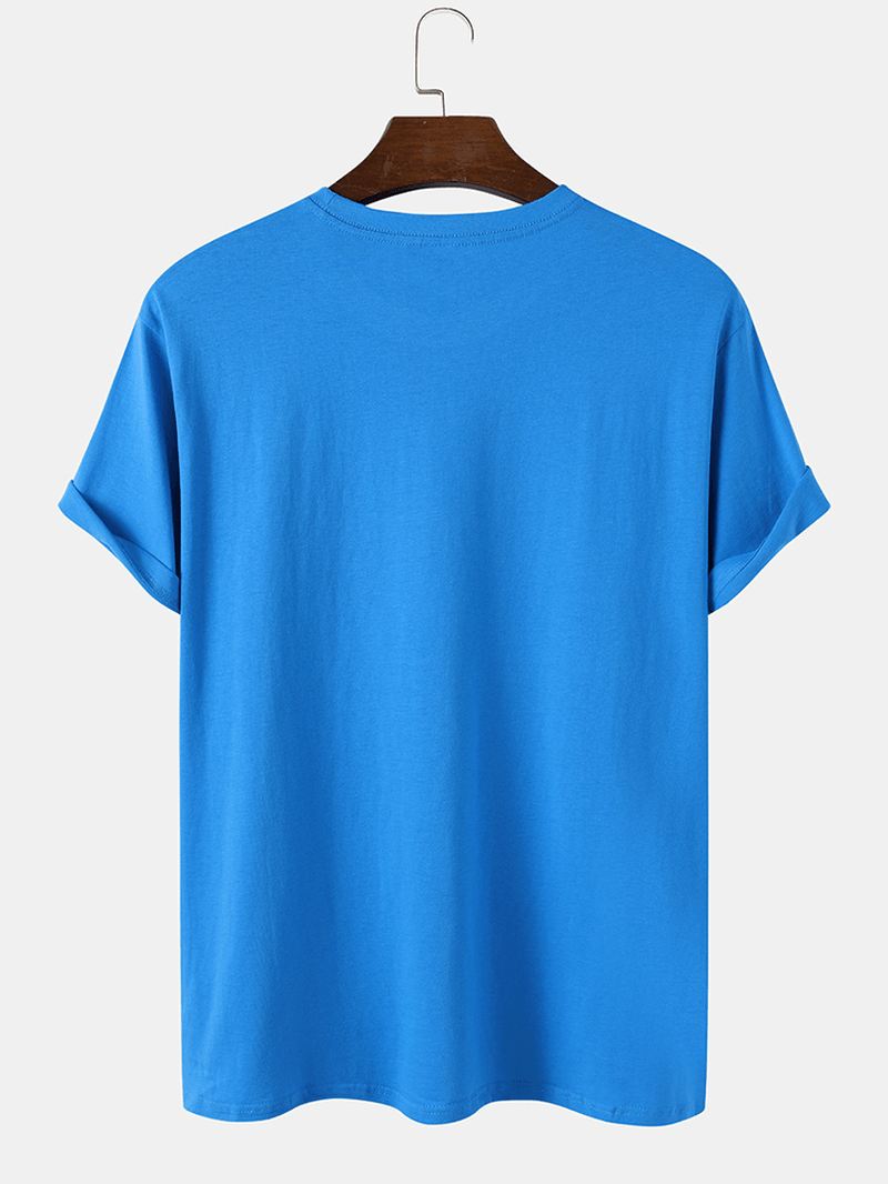 Herrehænder Slogantryk 100% Bomuld Casual Løs Kortærmet T-shirt