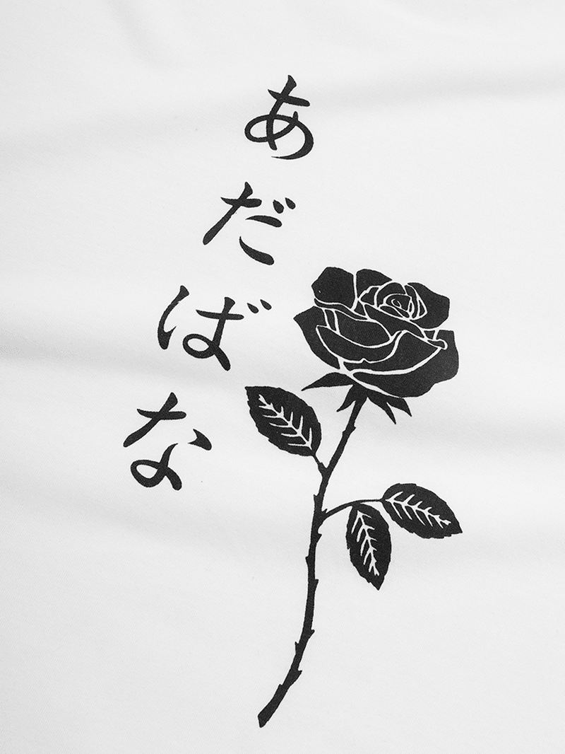 Mænd Japanske Figurer Og Kortærmede T-shirts Med Rosetryk