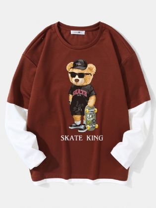 Mænd Street Teddy Bears Med Tryk Forfalskede T-shirts Med To Rund Hals