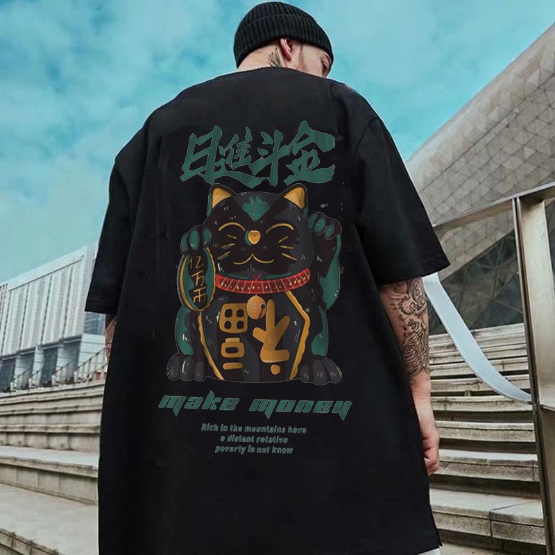 National Tide Chinese Style Rijindou Jinchao Brand T-shirt Loose Trend Large Size Halværmede Sommer Harajuku Style Kortærmede Fempunktsærmer