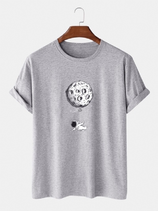 Sjove Astronauttryk 100% Bomuld Kortærmede Løse T-shirts