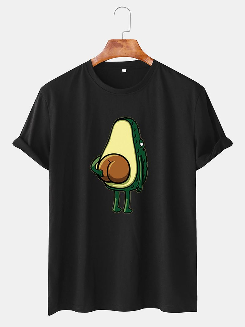 Sjove Tegneserie-avocado-printede Mænd Til Mænd Afslappede Kortærmede T-shirts Med O-hals