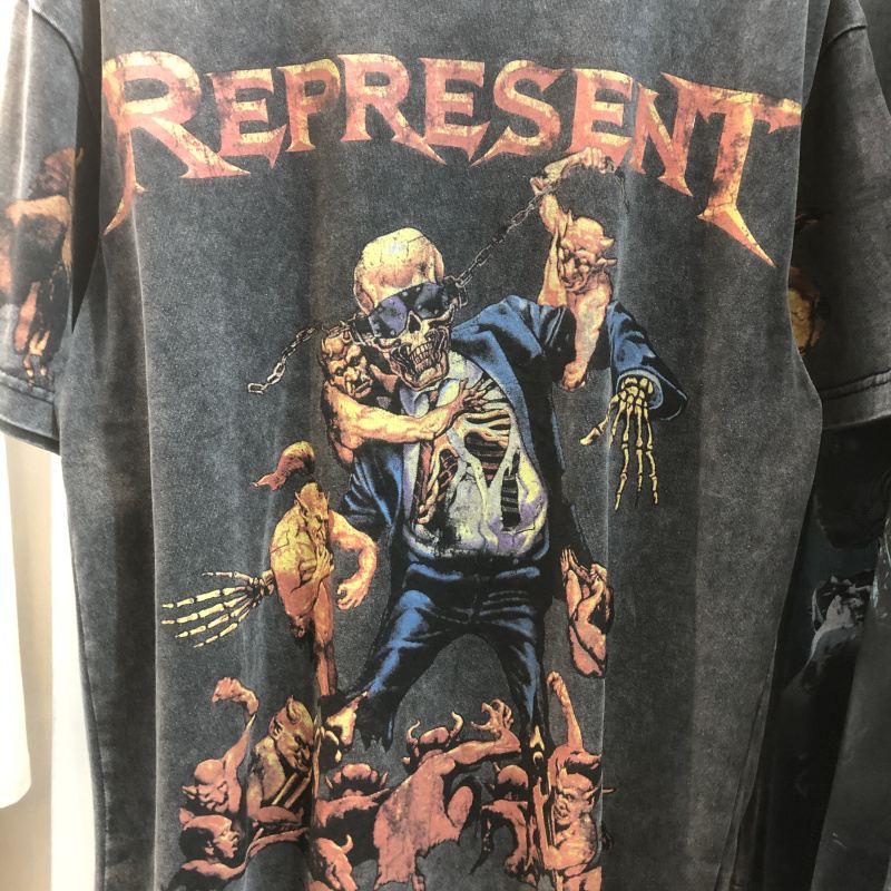 Skull Med Tryk Vasket Distressed Hip Hop Løs Kortærmet T-shirt Til Mænd