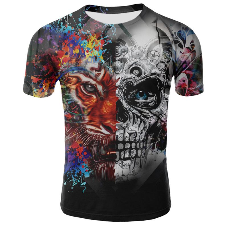 Smoking Skull 3d Digital Med Tryk T-shirt