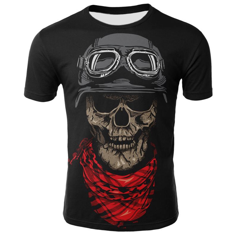 Smoking Skull 3d Digital Med Tryk T-shirt