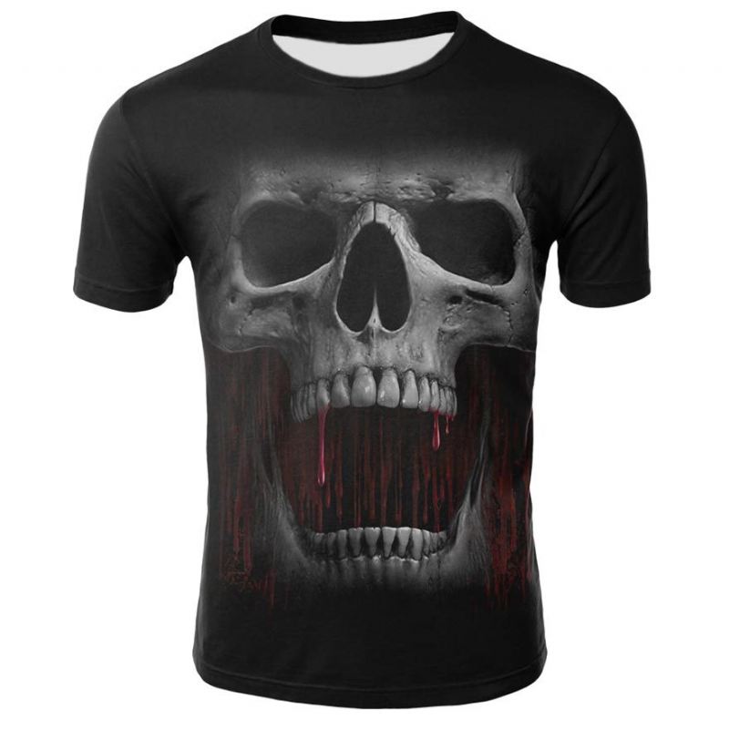 Smoking Skull 3d Digital Med Tryk T-shirt