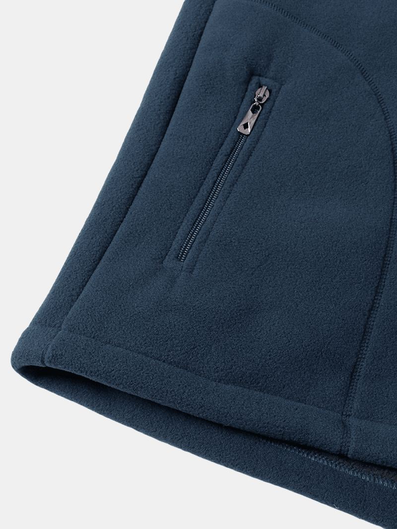 Herre Fleece Brev Bryst Broderi Stand Krave Varme Ærmeløse Veste