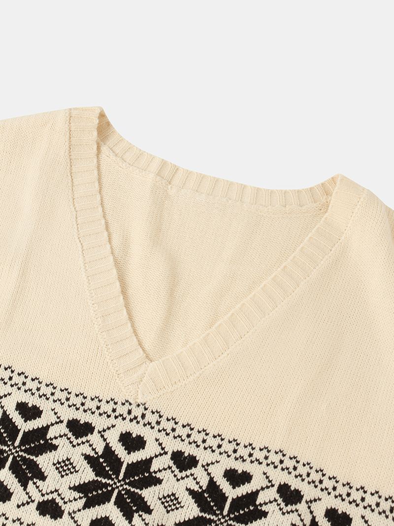 Herre Grafik V-hals Ærmeløs Strikket Sweater Veste