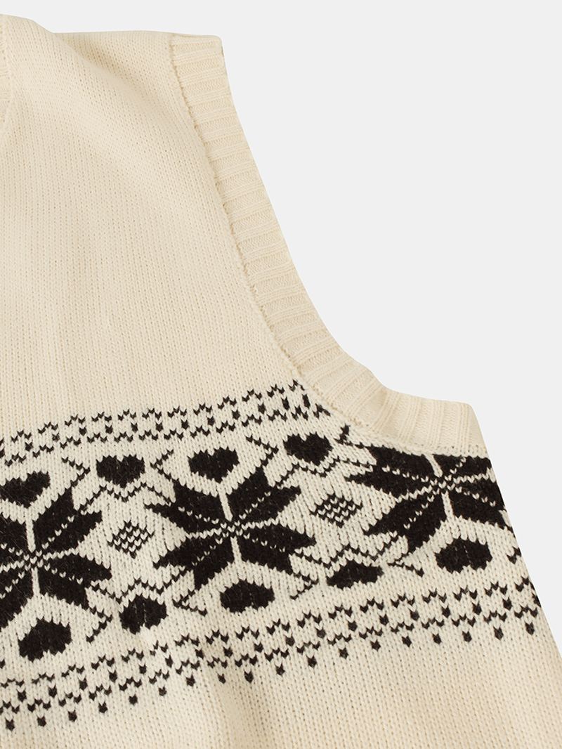 Herre Grafik V-hals Ærmeløs Strikket Sweater Veste