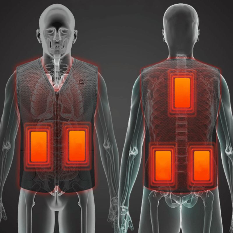 Herre Vinter 65℃ Usb Elektrisk Varmekontrolvest