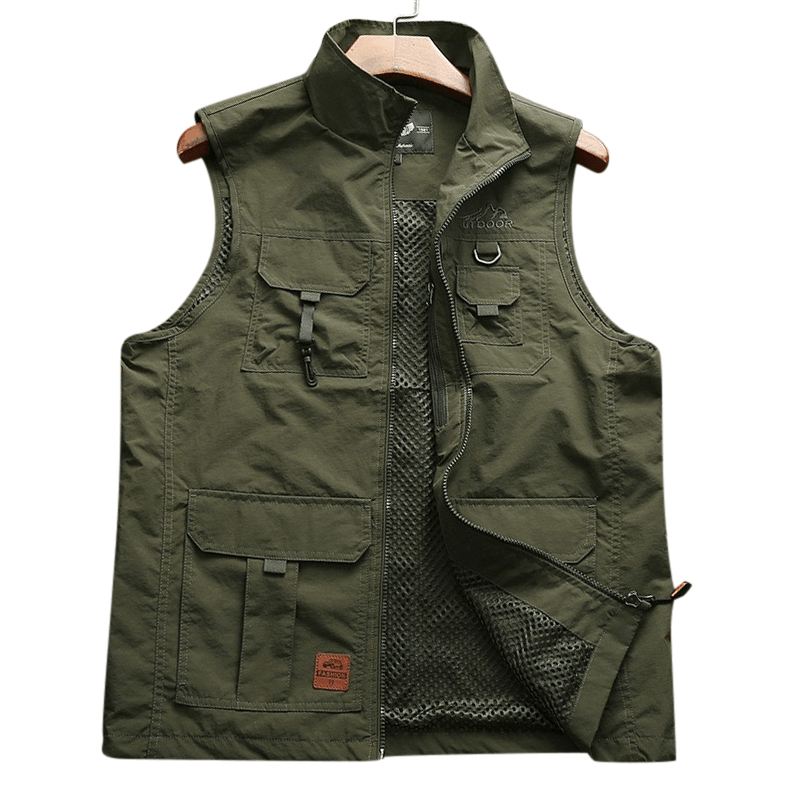 Herremode Multilommer Ensfarvet Loose Fit Casual Vest