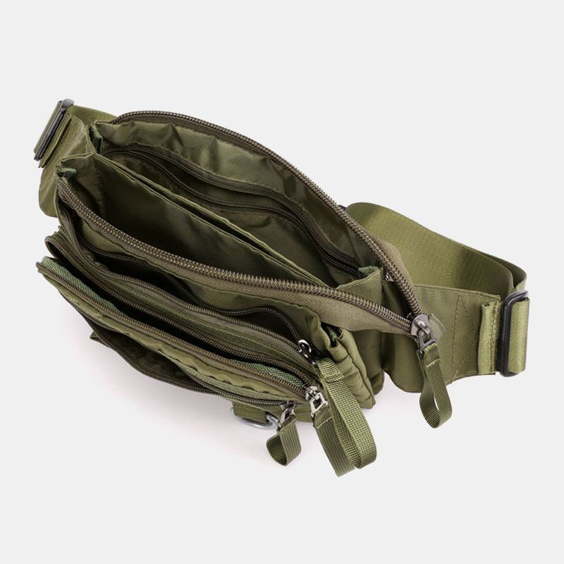 Mænd Nylon Flerlags Brysttaske Med Stor Kapacitet Multi-lomme Anti-tyveri Taljetaske Crossbody Skuldertaske