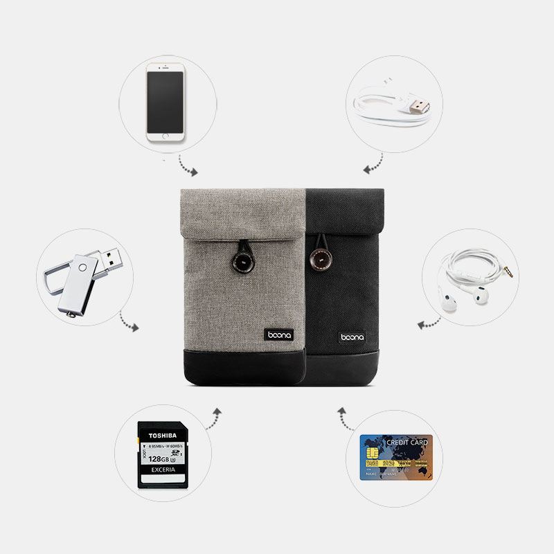 Unisex Oxford Pu Læder Bærbar Støvtæt Vandtæt Mobil Power Headset Taske Telefon Power Bank Opbevaringstaske Clutch Tasker