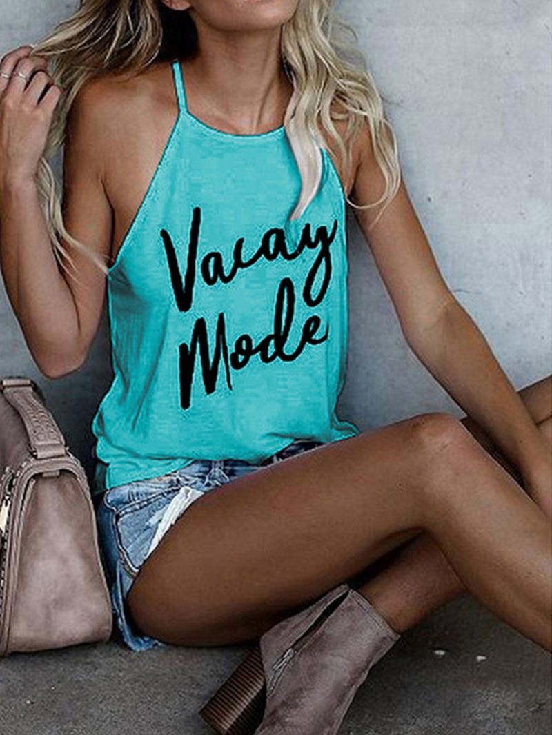 Brev Med Tryk Halter Løs Casual Tank Tops