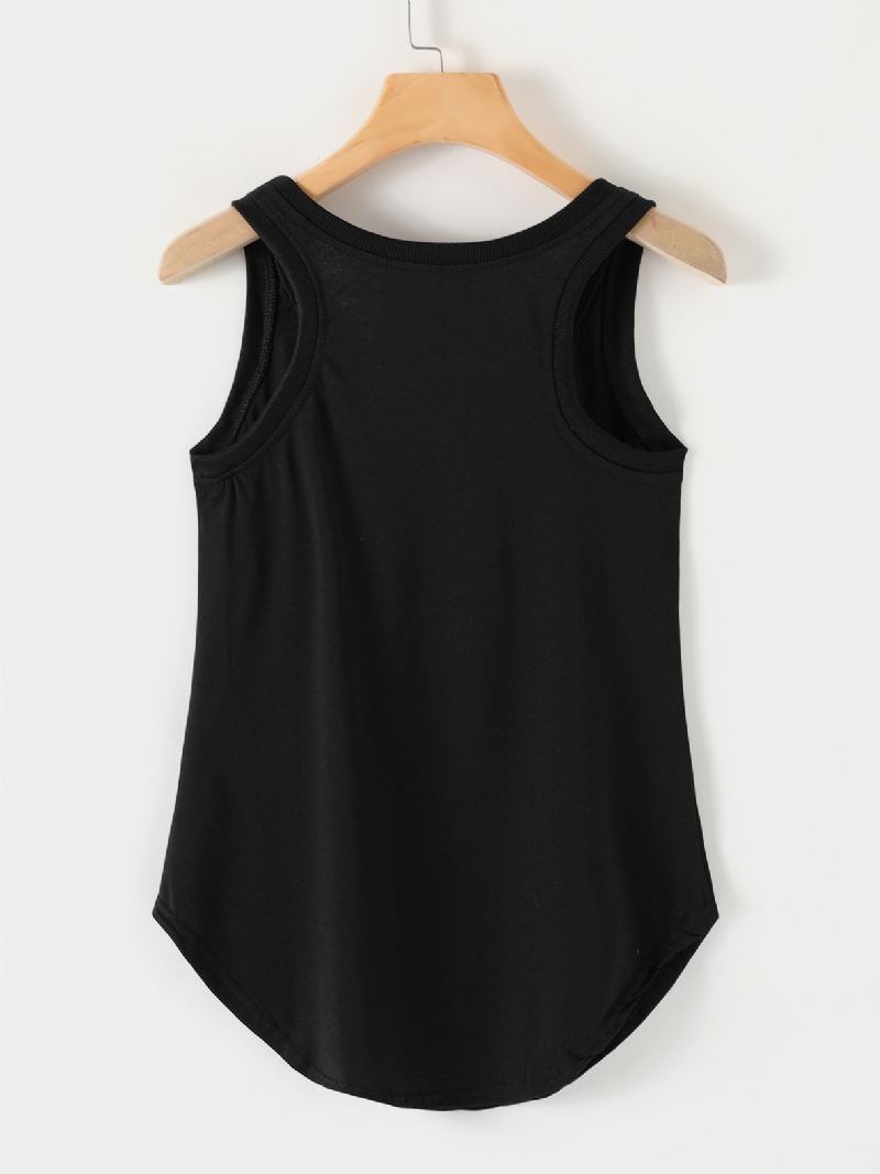 Casual Letter Med Tryk Rund Hals Ærmeløs Basic Tank Top