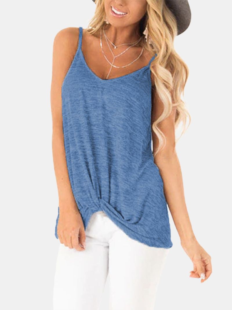 Casual V-hals Ærmeløse Stropper Camisole Tanktops