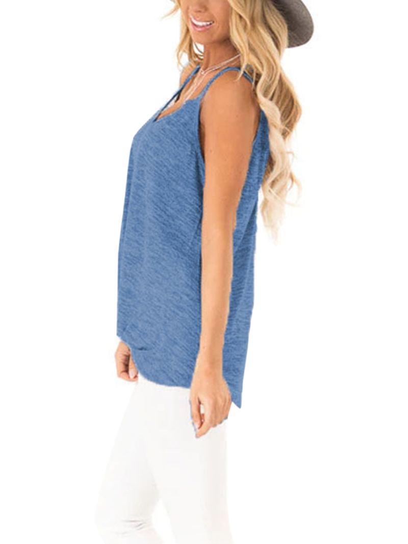 Casual V-hals Ærmeløse Stropper Camisole Tanktops