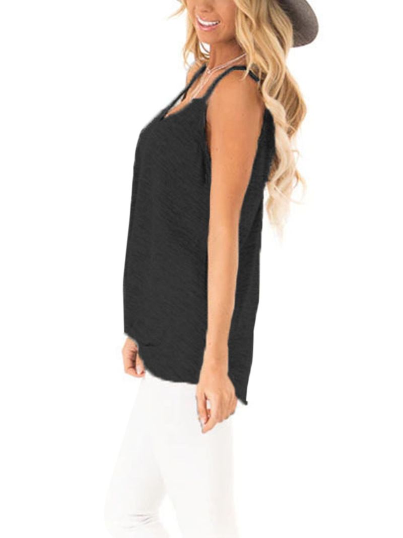 Casual V-hals Ærmeløse Stropper Camisole Tanktops