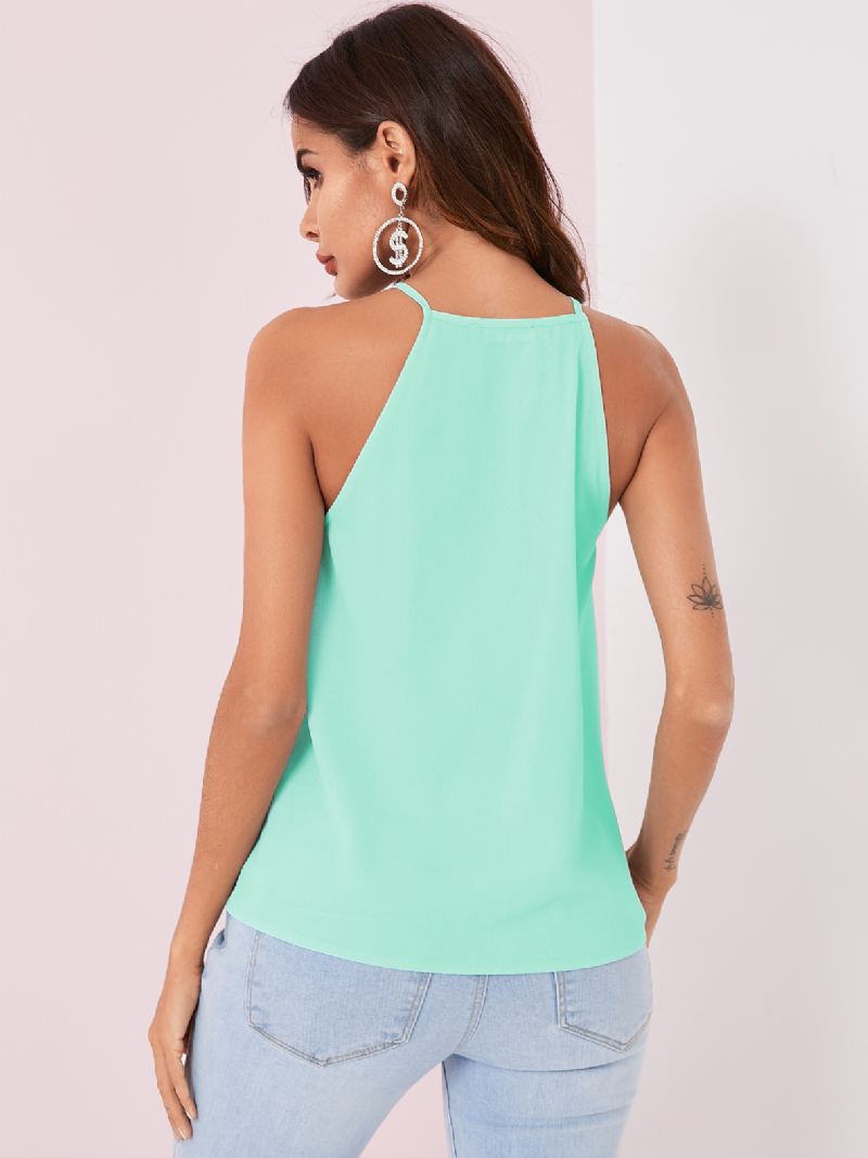 Ensfarvet Grimedesign Plisserede Ærmeløse Chiffon Tanktops