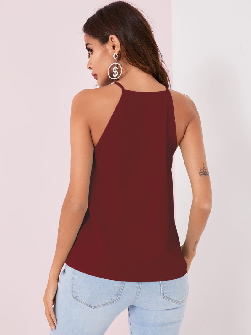 Ensfarvet Grimedesign Plisserede Ærmeløse Chiffon Tanktops