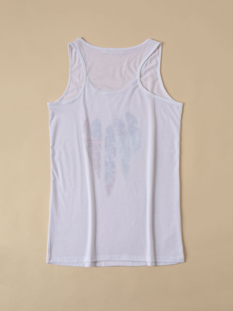 Feather Animal Med Tryk Rund Hals Ærmeløse Tanktops