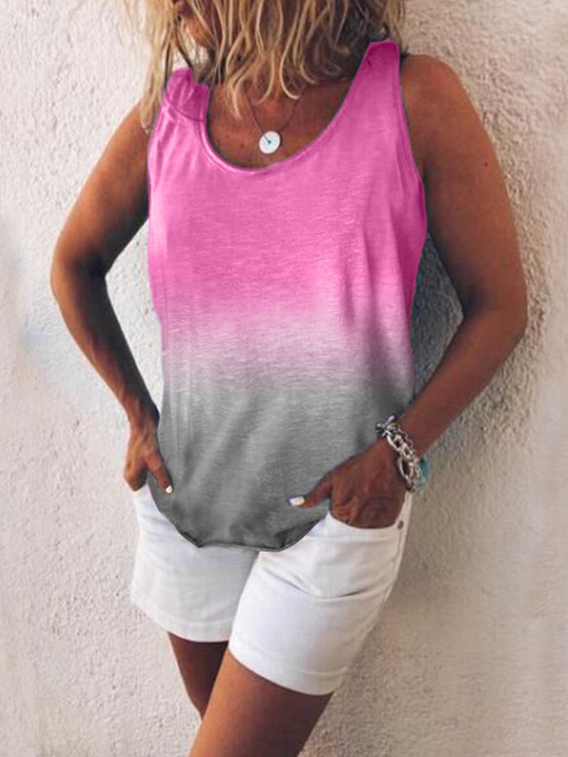 Kvinder Casual Gradient Med Tryk Farve Ærmeløse Vest Tank Tops