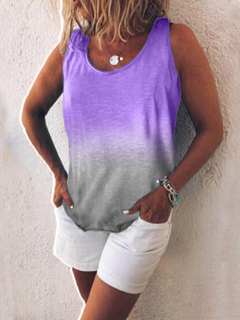 Kvinder Casual Gradient Med Tryk Farve Ærmeløse Vest Tank Tops