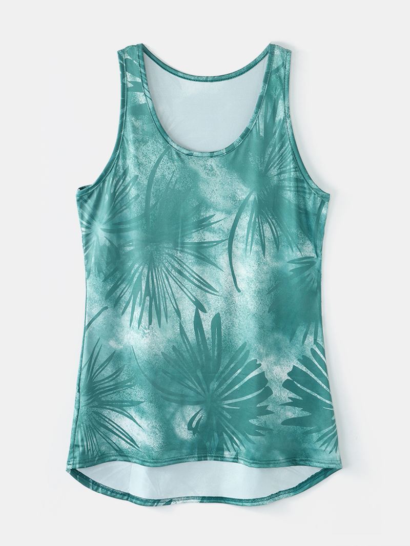 Kvinder Plant Med Tryk Ærmeløs Rundhals Holiday Casual Tank Top