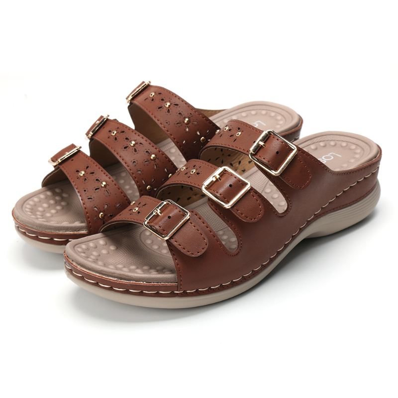 Kvinder Åbnet Tåspænde Beach Wedges Casual Slide Sandaler