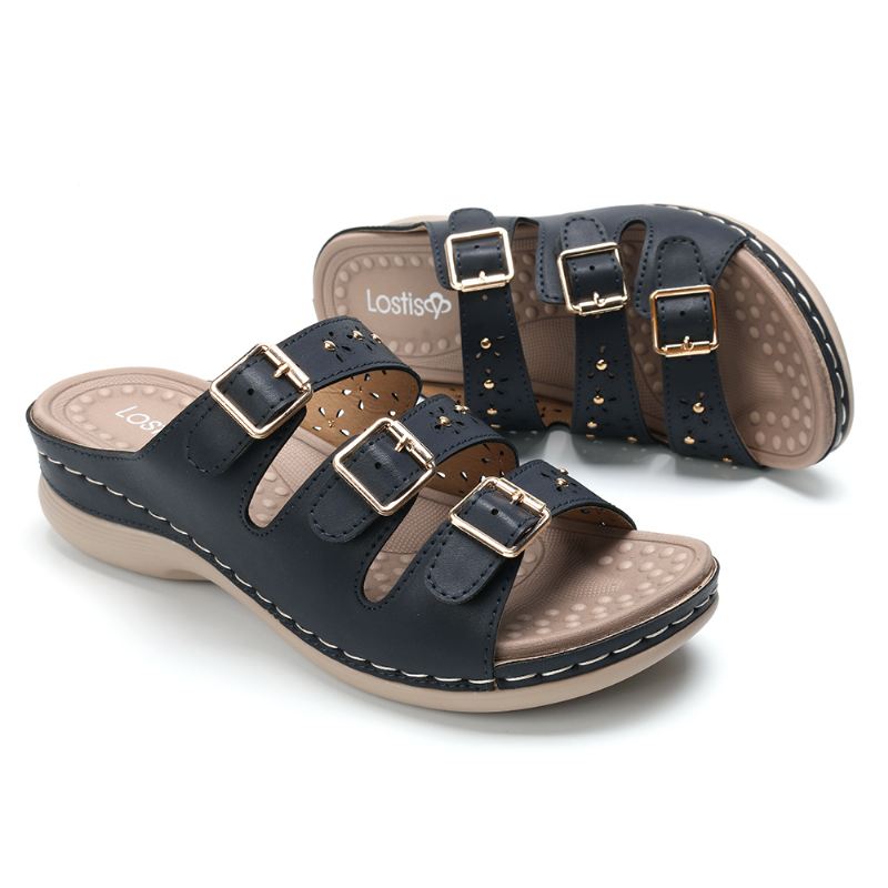 Kvinder Åbnet Tåspænde Beach Wedges Casual Slide Sandaler