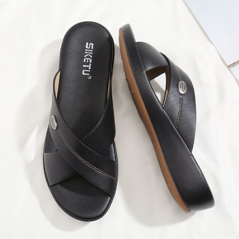 Kvinder Beach Peep Toe Cross Strap Kiler Hælsandaler