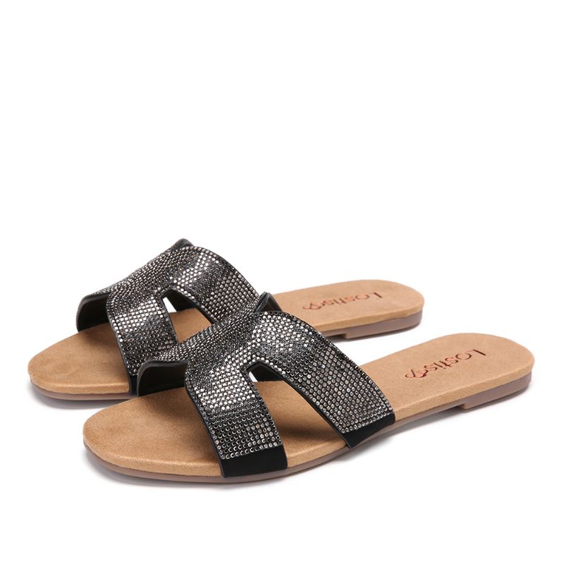 Kvinder Beading Hollow Out Casual Slide Sandaler