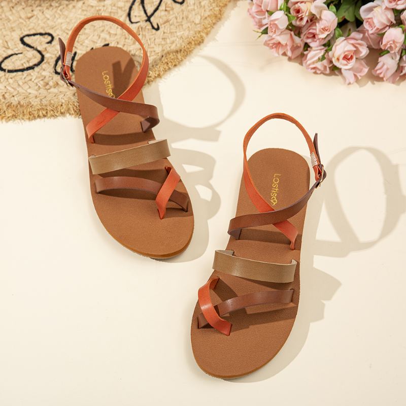 Kvinder Casual Cross Strap Clip Toe Sandaler